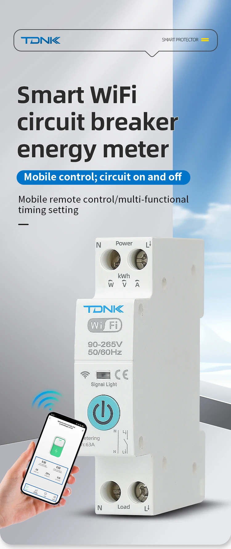 TUYA WiFi MCB 1A-63A Smart Circuit Breaker Überstrom Unter Spannung Schutz Power Metering Drahtlose Fernbedienung Schalter – Detail 1