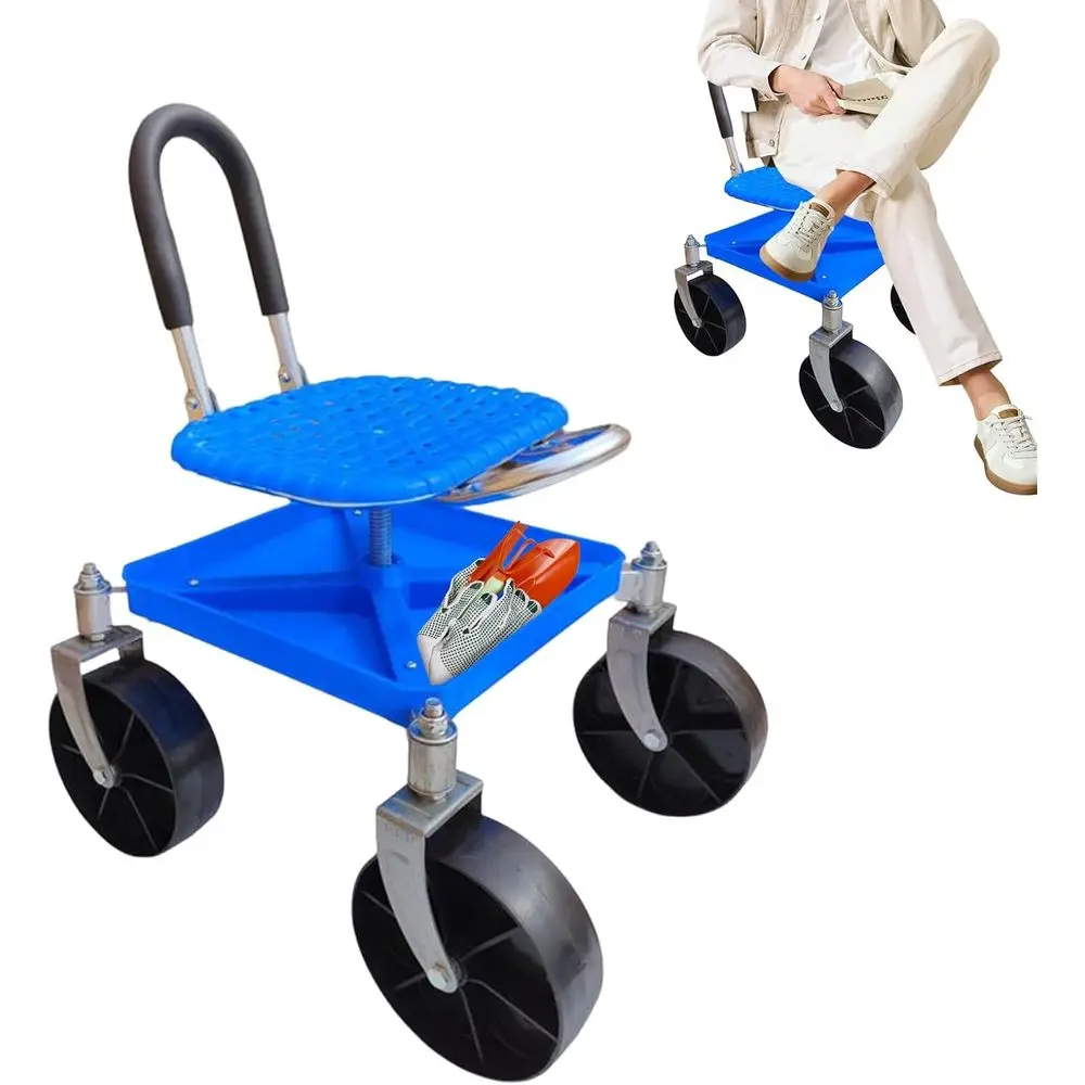 

Регулируемая высота 360° ° Поворотное садовое сиденье с колесами, 20,1-24, портативный комфорт для обрезки и посадки