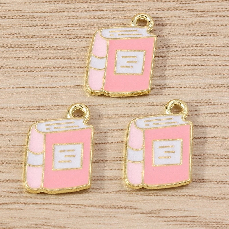 10pcs 10x17mm Cute Enamel Book Charms Pendants for Necklace Earrings Bracelet Handmade Craft DIY Jewelry Making Accessories