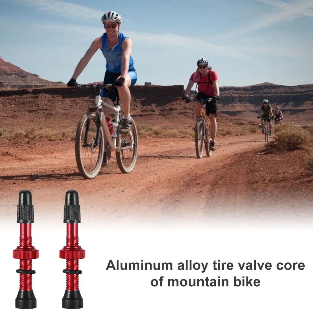 2pcs Mountain Bicycle Tubeless Valves Road Alloy Copper Rubber Core Solid Color Vacuum Nozzle Tire Accessories Cycle Supplies