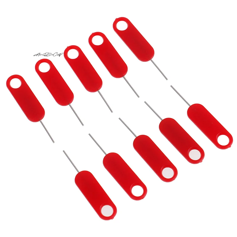 10Pcs Red Universal SIM Card Tray Removal Tools Ejecting Needle Opener Ejector for General Mobile Phones