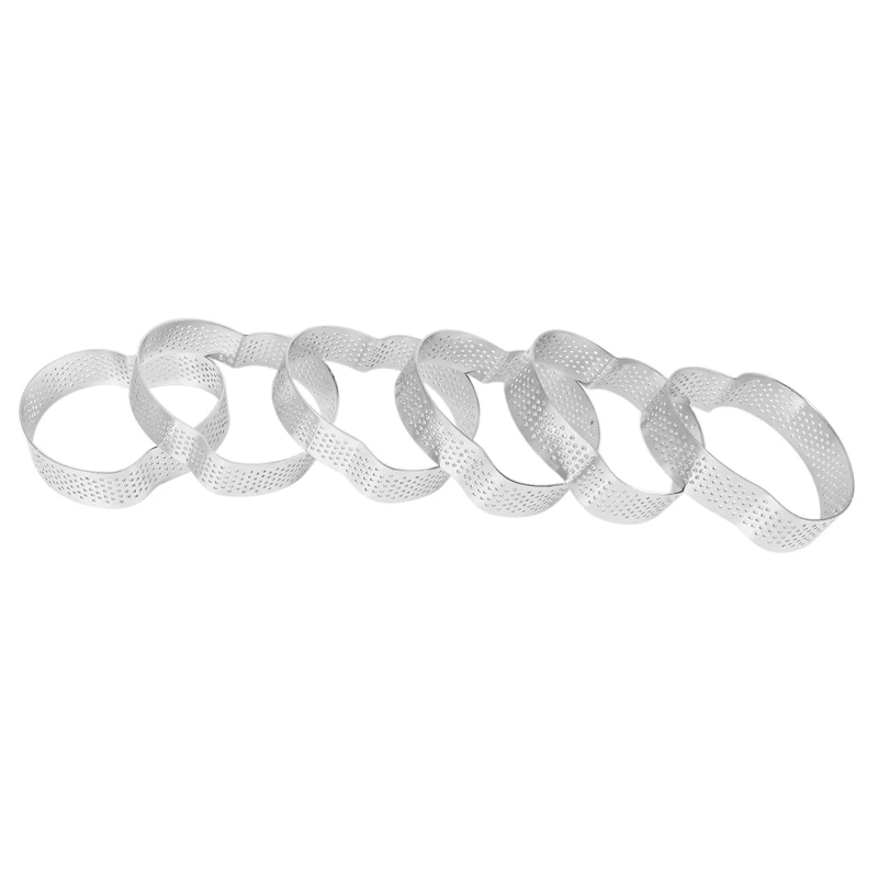 

6 Pcs Stainless Steel Porous Tart Ring Bottom Tower Pie Cake Mould Baking Tools,Baking Household Tart Ring With Holes