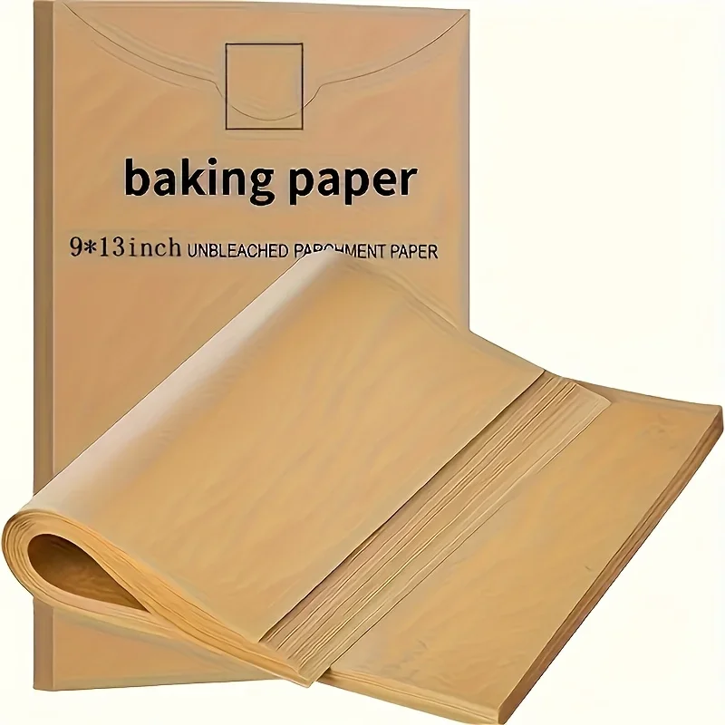 50/200 Stück vorgeschnittene Pergamentpapier-Backbleche, antihaftbeschichtet, halbes Blatt, Pfannengröße zum Backen, Kochen, Grillen, Luftfritteuse, Dämpfen