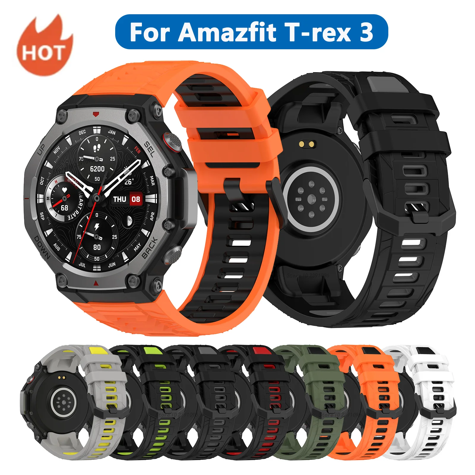 Silicone Strap For Huami Amazfit T-Rex 3 Smartwatch Replacement Bracelet For Amazfit T Rex 3 Wristband Sport band Accessories