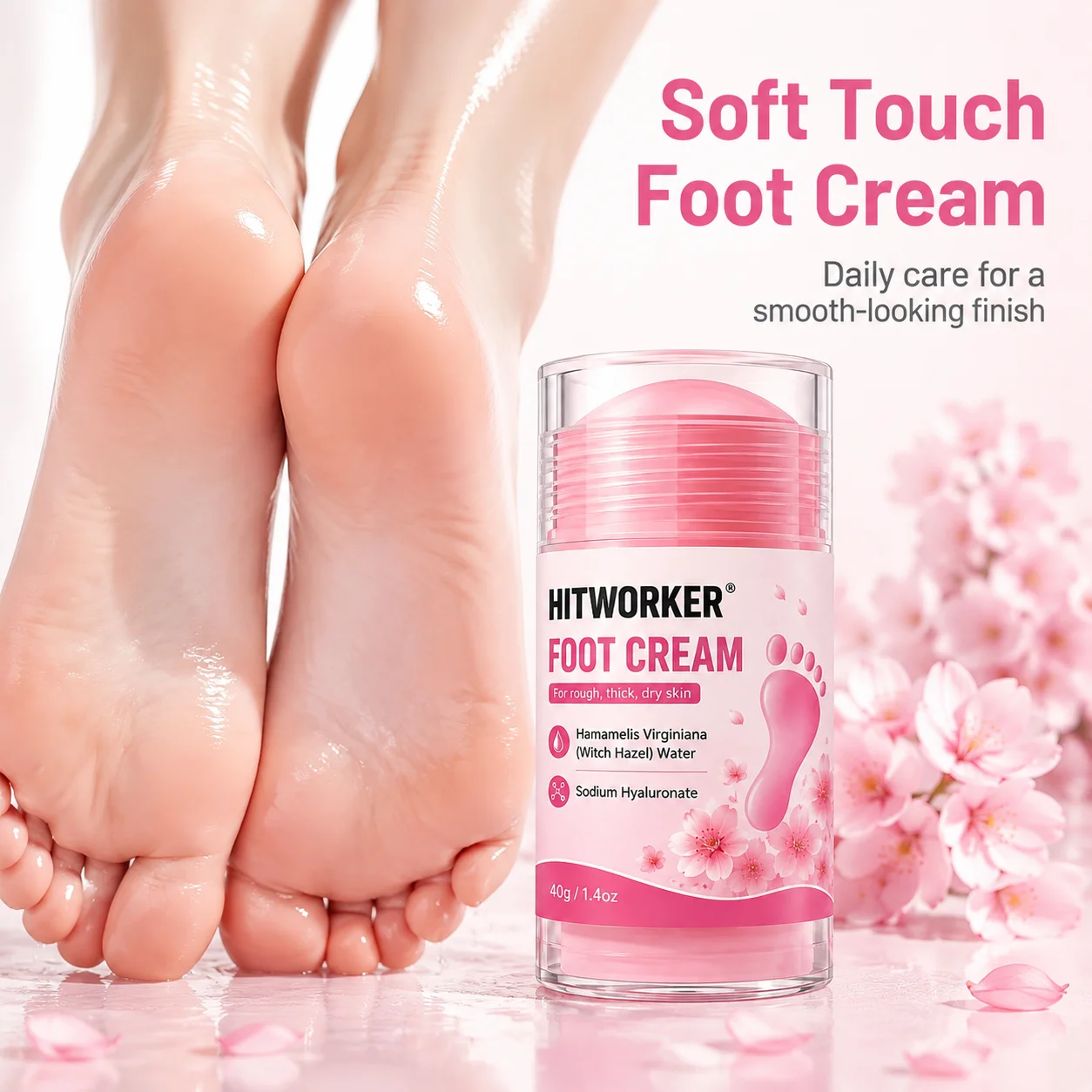 HITWORKER Foot Cream Balm Stick, Soft Touch Daily Foot Care, Smooth-Looking Finish, Easy-Glide Texture, Comfortable Non-Sticky F