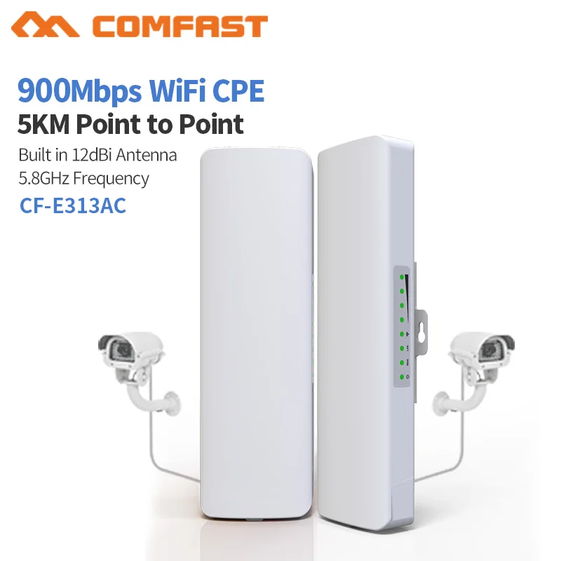 2pcs COMFAST CF-E313AC 5KM 900Mbps 5.8Ghz Outdoor Mini Wireless AP Bridge WIFI CPE Access Point 12dBi WI-FI Antenna Nanostation