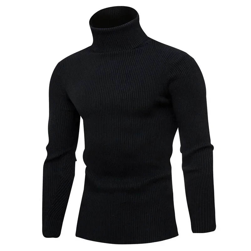 Winter Men\'s Turtleneck Sweater Fashion Youth Keep Warm Underwear Pullovers Solid Color Casual Knitted Cardigan Male Sweatercoat