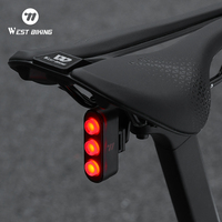 WEST BIKING Bike Taillight IP66 Waterproof Smart Brake Sensing Rear Light Auto Start/Stop LED Cycling Taillight Bike Accessories