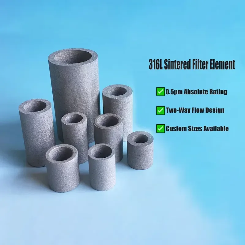 Customized Precision 316L Stainless Steel Sintered Porous Filter Elements Filter Cartridges
