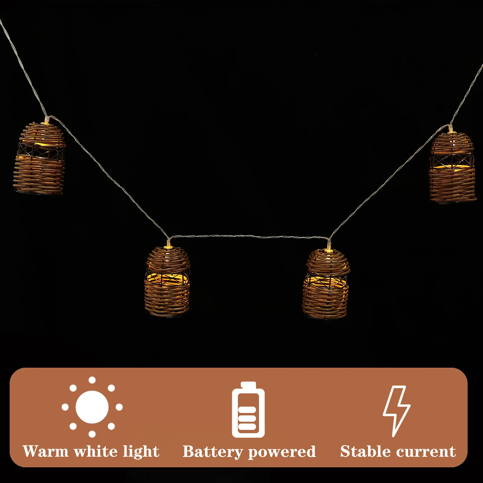 

Led Decorative Light String Simulated Rattan Design Powered Warm Lighting For Garden Restaurant Bedroom Party