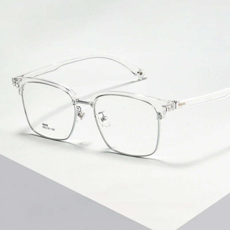 56-19-150 Men Glasses Optical Prescription Customized Transparent Browline TR90 Full Rim Metal Glasses Optical Myopia Hyperopia