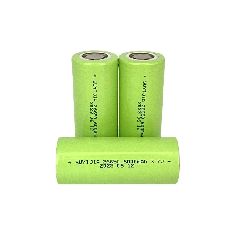 Power Lithium Battery 26650 3.7V Actual Capacity 6000mAh Suitable for LED Lights Electric Vehicles Power Tools 40-50A Discharge