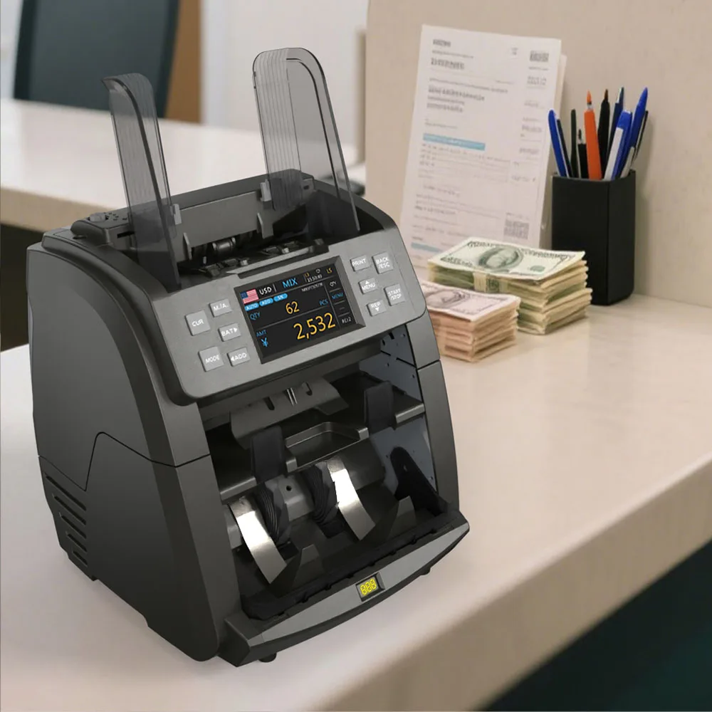 

Two Pocket Money Fitness Sorting Machine Dual CIS For Full Color RGB Image With Built-in Thermal Printer