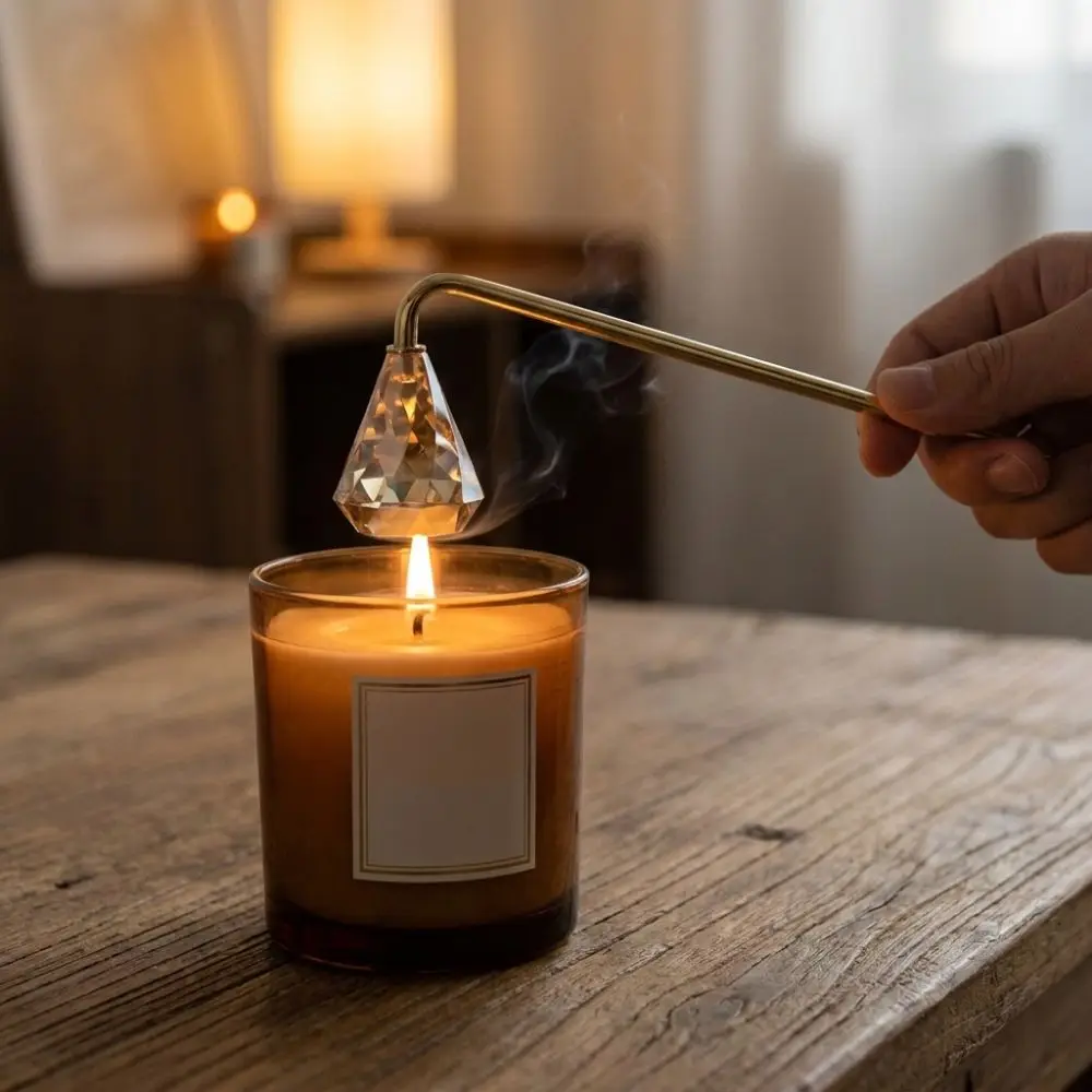 Ice Cream Shaped Candle Snuffer Long Handle Polished Surface Wick Trimmer Black Gold Silver Flame Extinguisher For Candle Lovers