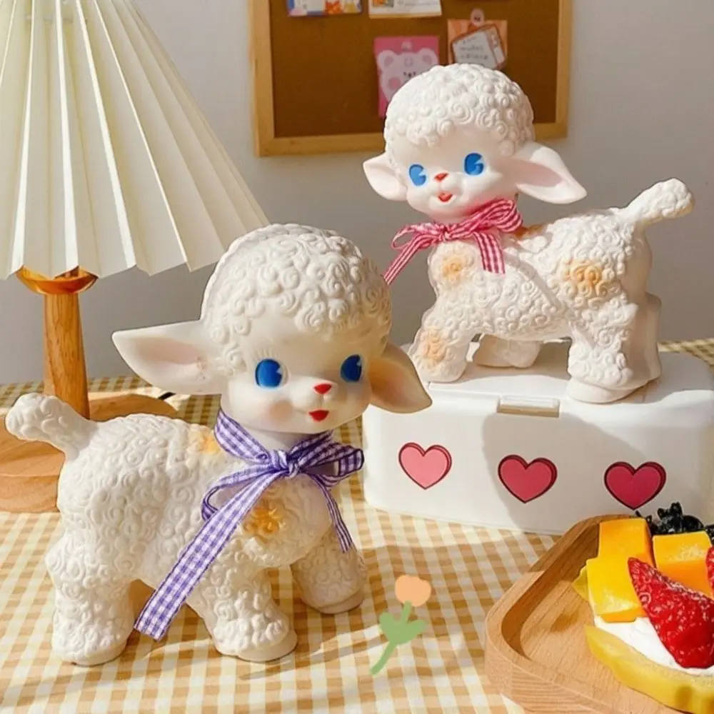 Cute Gift Lamb Statue Desktop PVC Sheep Lovely Sheep Figurine Cartoon Lamb Decoration Home