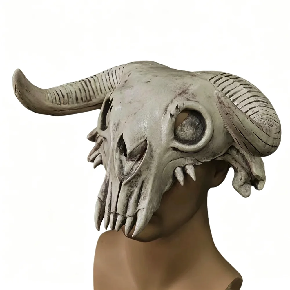 Erwachsenen-Tier-Geißelschädel-Maske Realistische Gruselige Kopfmaske Latex-Geißel-Kostümmaske für Halloween-Partys und Cosplay – Detail 1