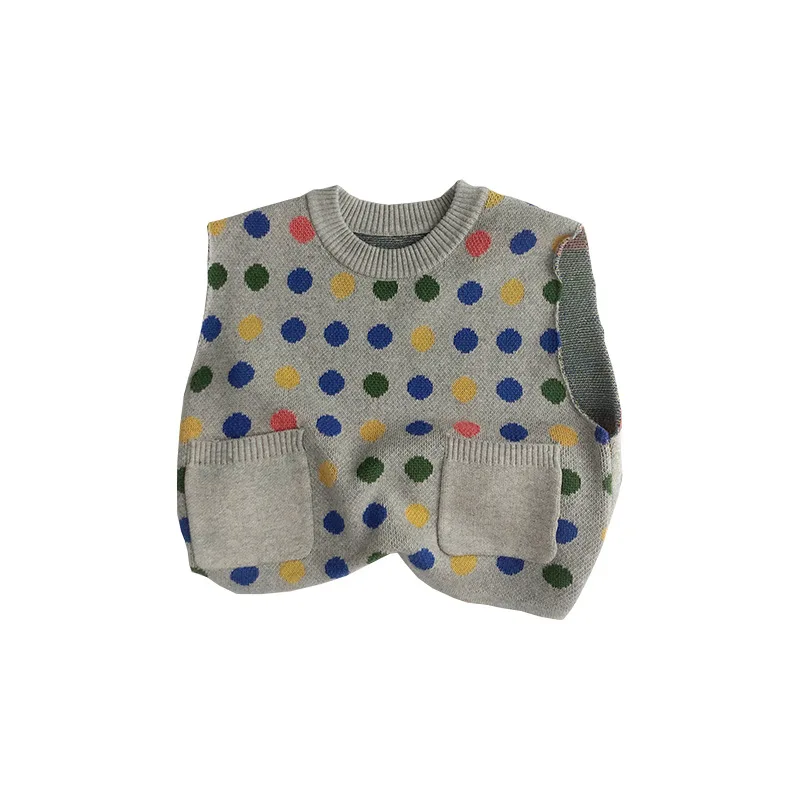 2024 primavera nuovi bambini senza maniche gilet lavorato a maglia giacca neonato ragazza colorato punto gilet bambini bambino moda Casual maglione