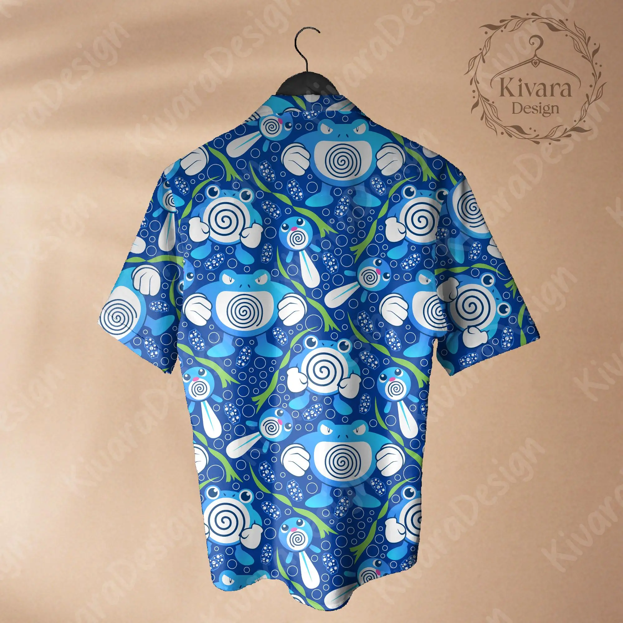 Poli Evolution Hawaiian Shirt Pokémon Anime POLIWHIRL Grafik-T-Shirt Sommer Freizeit Herren-T-Shirt Kinderbekleidung T-Shirt Y2k Frau – Detail 4
