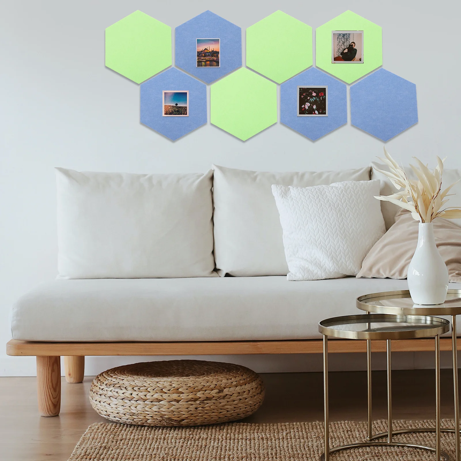 2Pcs Hexagon Felt Bulletin Boards Multi Functional Photo Display Boards Home Message Organizer Felt Message Board