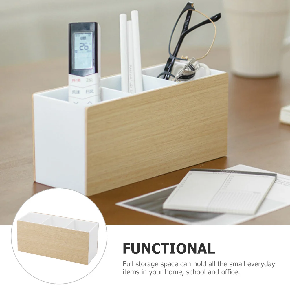 Organizer Meja Kayu dengan Banyak Kompartemen untuk Pena, Kuas Makeup, Remote Control, Kotak Penyimpanan Kantor