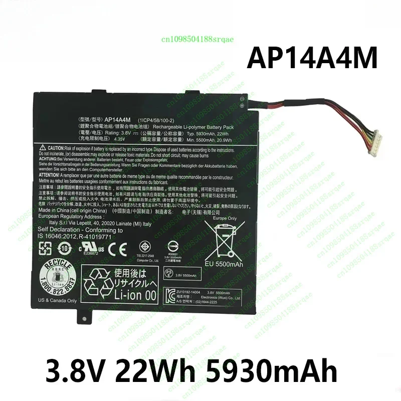 

3,8 В 22 Втч AP14A4M аккумулятор для ноутбука Acer Switch 10 SW5-012 серии 10,1 "планшеты SW5-012-15RJ ICONIA TAB 10 A3-A30 "% тест"