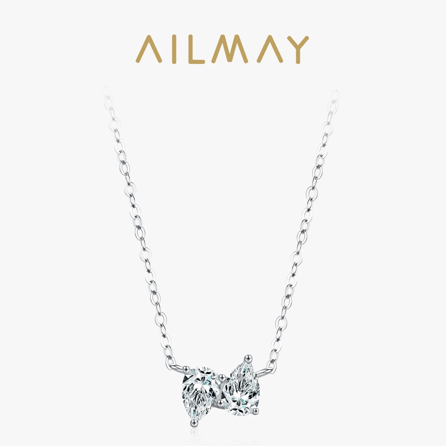 Ailmay Classic Water Drop Pendant Necklace For Women Minimalist Geometric Design 925 Sterling Silver Necklace Fashion Jewelry