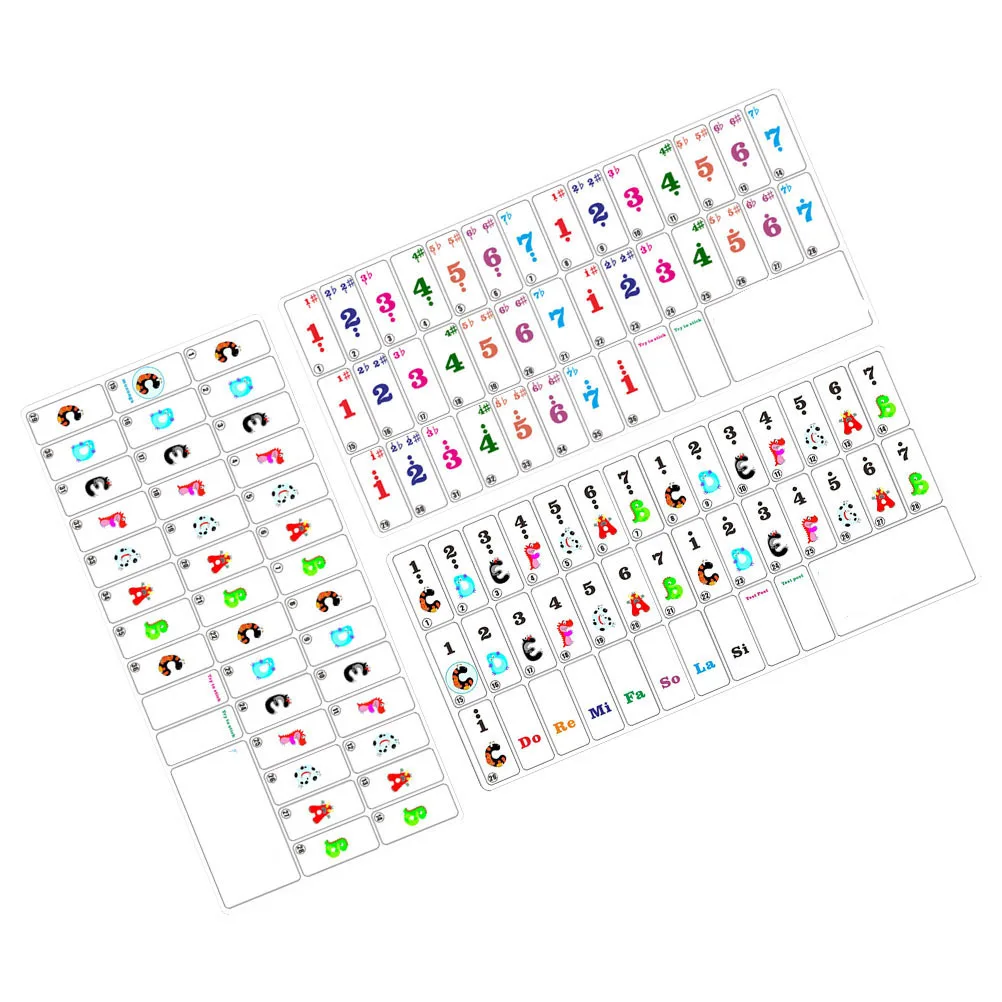 

3 Pcs Electronic Piano Stickers for Detachable Keyboard Note Labels Major Notes Pvc