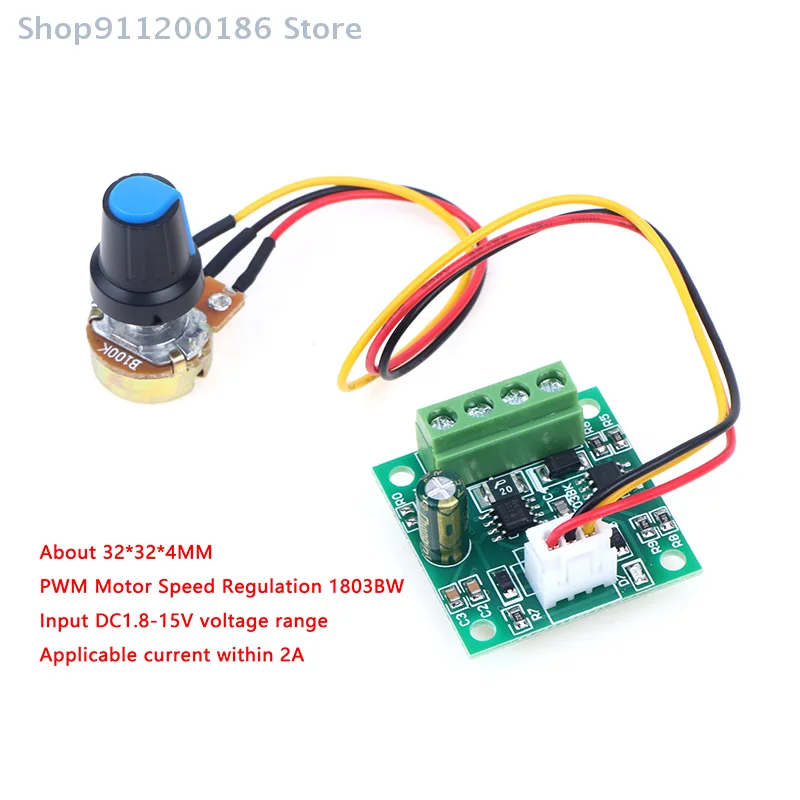 1Pc Adjustable Driver Board DC Motor Speed Controller PWM 1803BK 1.8V 3V 5V 6V 12V 2A Low Voltage Speed Regulator Control Module