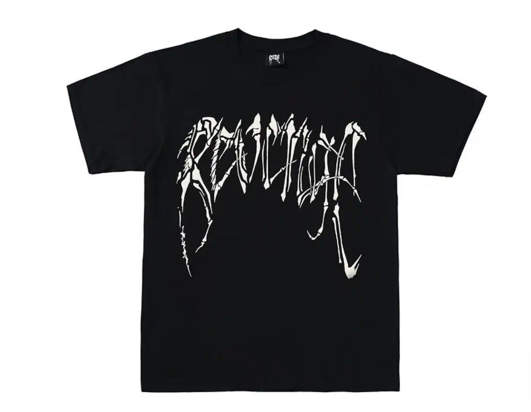 2026 XXX Revenge  Bones  Reflective T-Shirt Loose High Street Pure Cotton Short Sleeve Tee TX1905