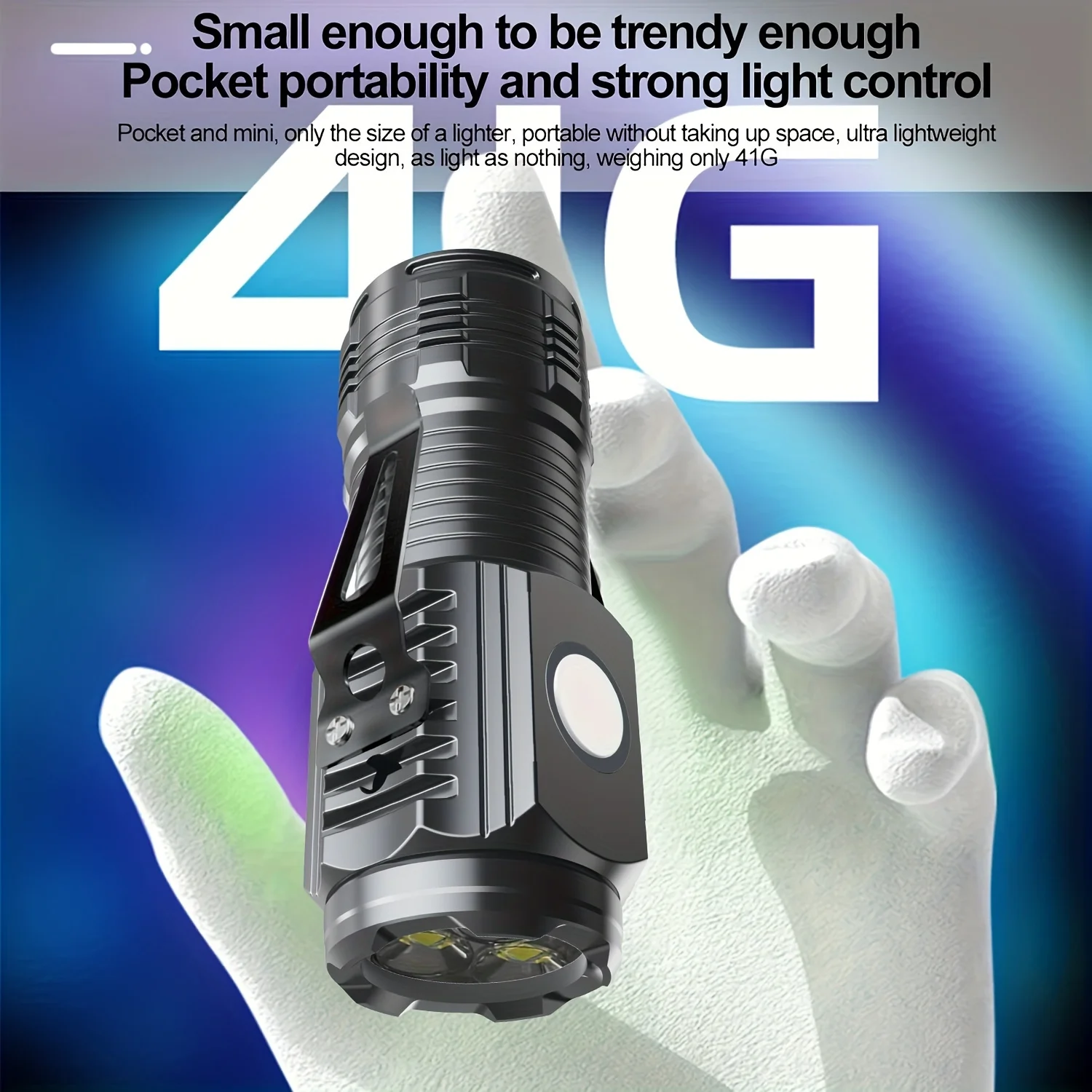 

Mini LED Flashlight Rechargeable Small Flashlights Powerful Max 2550 Lumens Pocket Flashlight with Clip for EDC ,Camping