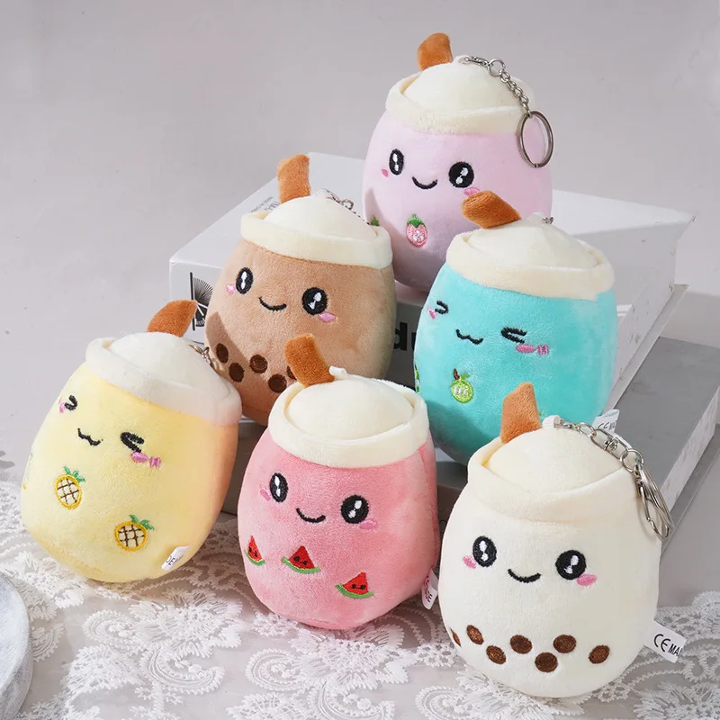 Kawaii Tazza di tè al latte Bambola carina Piccolo ciondolo Simulazione Tè al latte Schlüsselanhänger Peluche che respira Portachiavi per auto Regalo di Natale