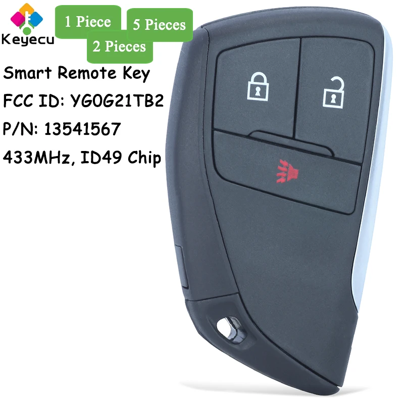 KEYECU Smart Remote Control Car Key With 3 Buttons 433MHz ID49 Chip for Buick Envision 2021 2022 2023 Fob YG0G21TB2 13541567