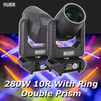 YUER 280W 10R Moving Head Light Double Prism Stage Light With LED Aperture Effect for DJ Disco Party Christmas Bar Club Wedding