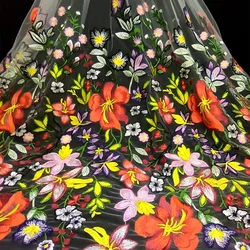 Fine Lace Fabric Embroidery Flower Embroidery Wedding Dress Fabric DIY Sewing Girl Gauze Skirt Gauze Photo Background Decoration