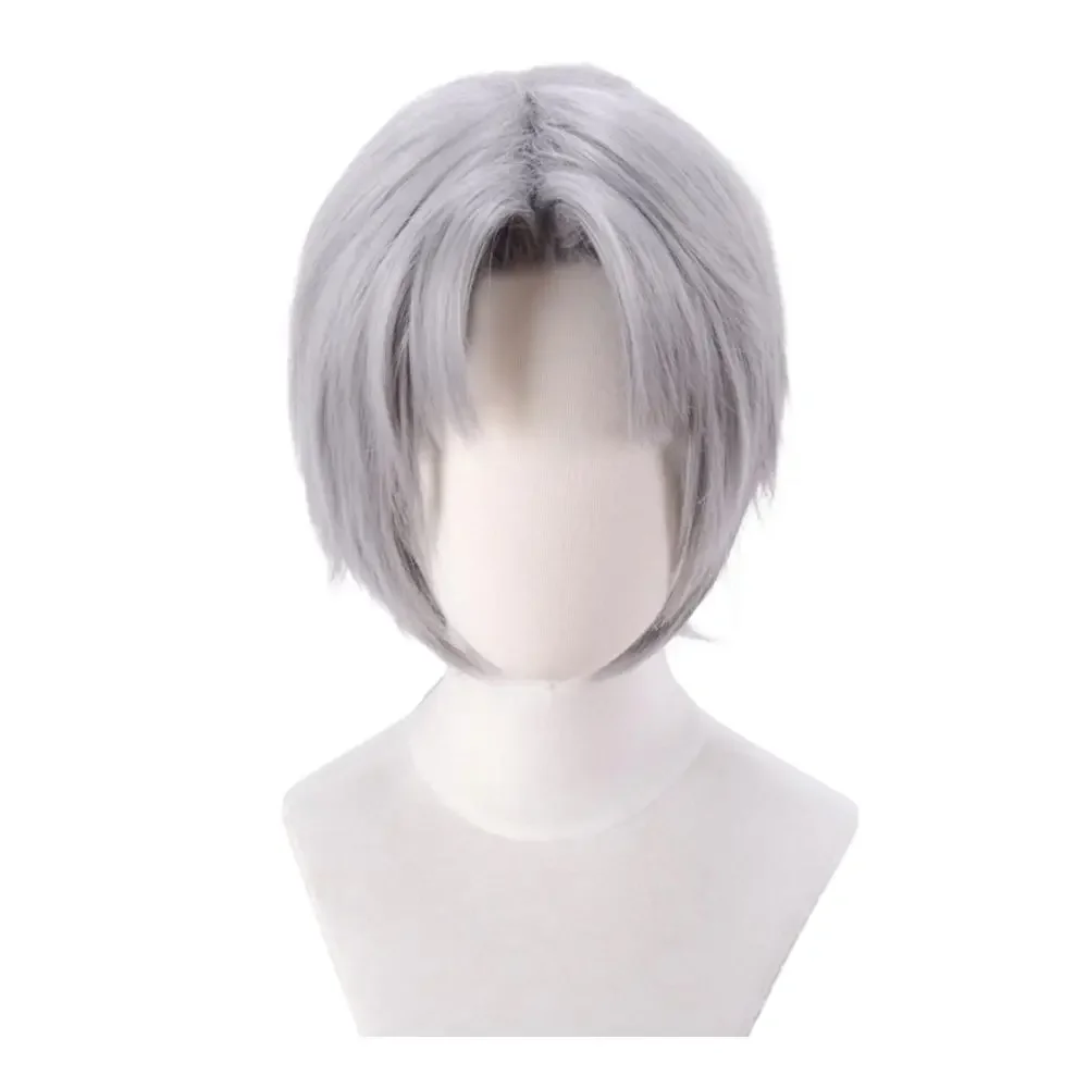 Peruka Cosplay Dante DMC 5 Anime Rekwizyty Kostiumowe Przebranie dla Mężczyzn Srebrna Krótka Peruka Roleplay Halloween Karnawał Akcesoria Kostiumowe