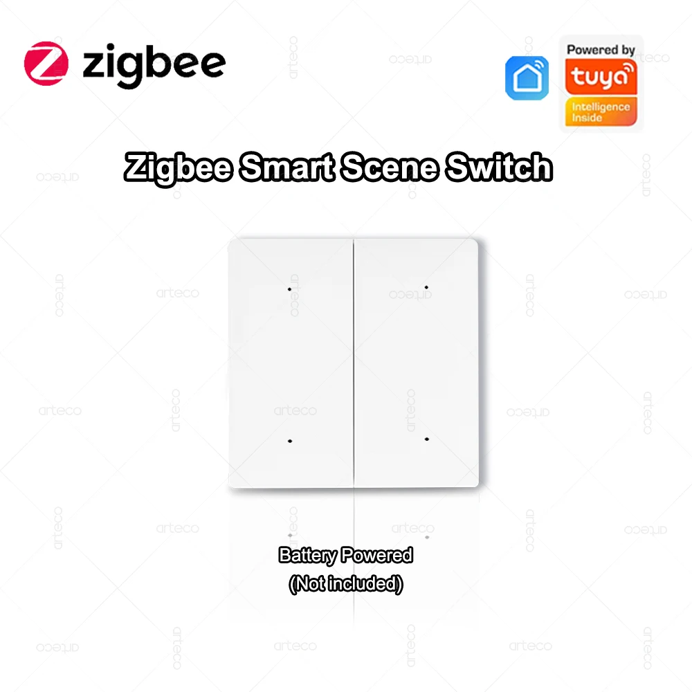 Tuya ZigBee Wireless 4-Gang-Szenenschalter Push Button Controller Batteriebetriebene Smart Life App Home Automation für Zigbee-Gerät