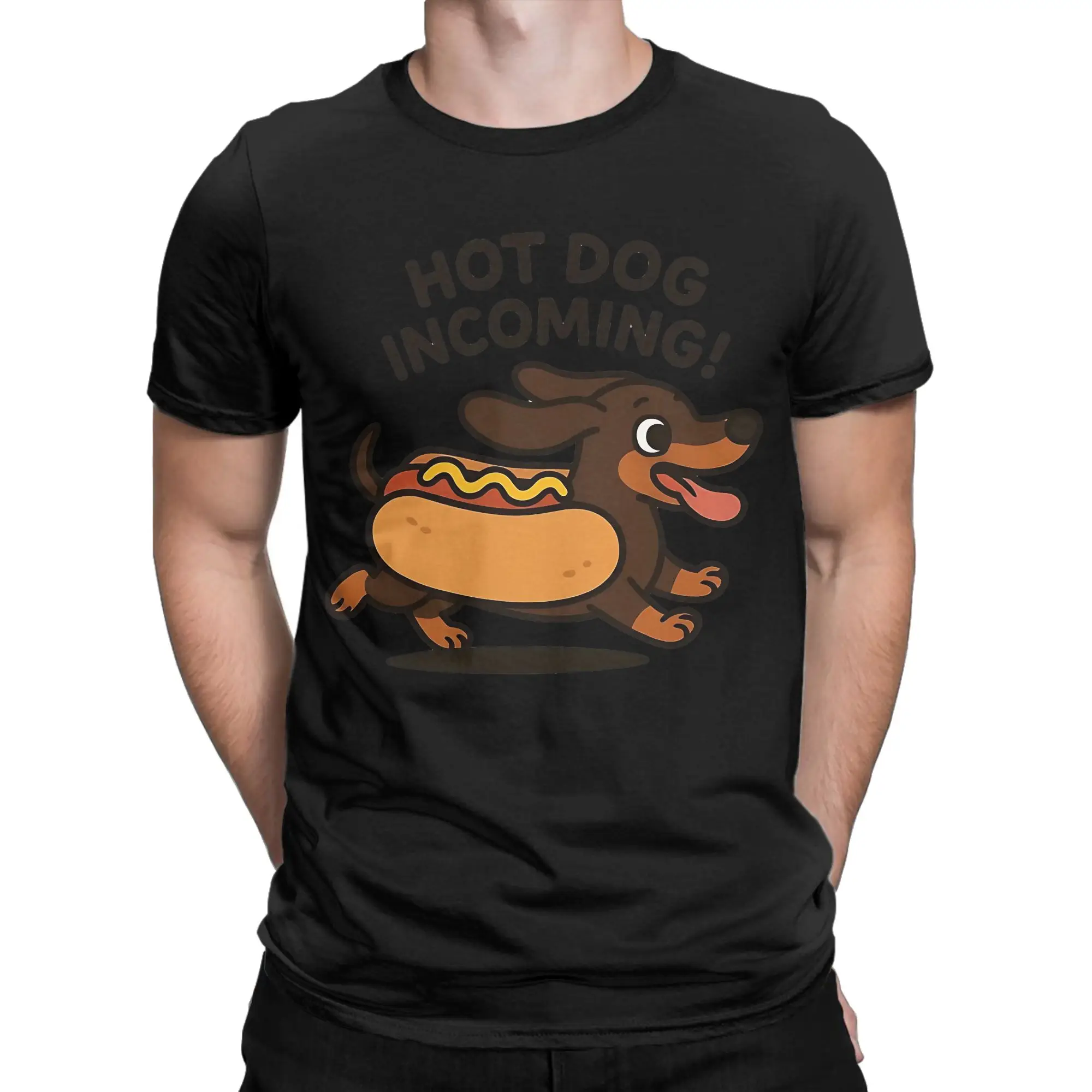 Funny Halloween  Graphic 100% Cotton T-Shirt chud consuming hotdogs Tees Tops For Men