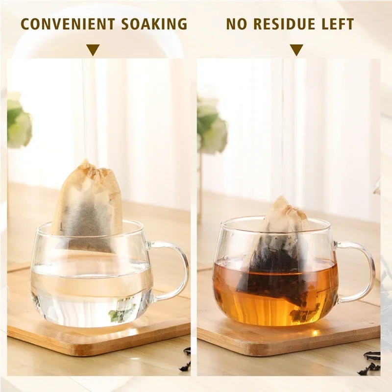 100Pcs Teabags with Drawstring Filter Empty Tea Bags for Coffee Bean Leaf Tea Powder Herbal Medicine Biodegradable Paper Bag