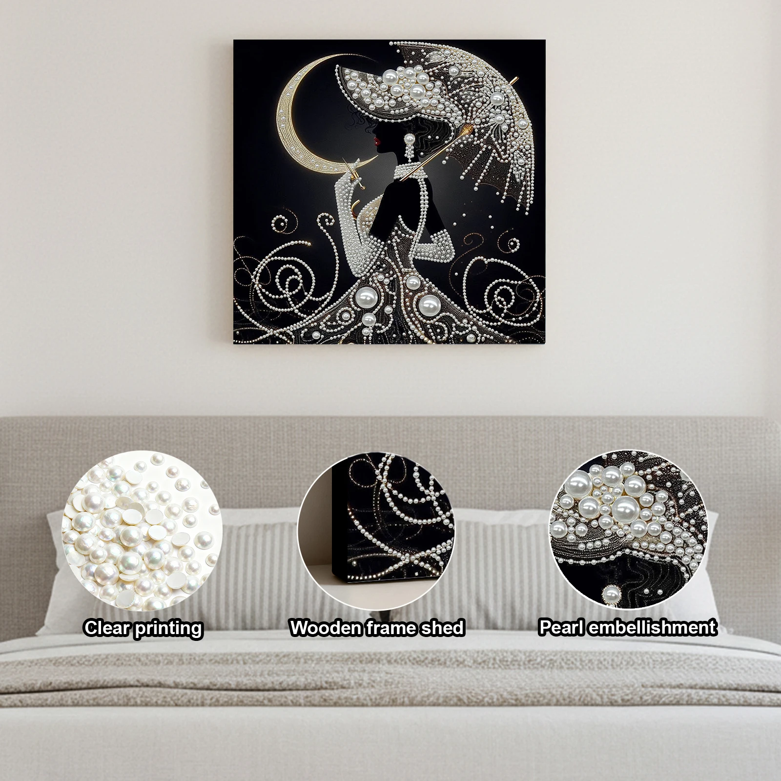 

DIY Pearl Painting Art Kits for Adults/Beginners Gift Home Decor Pearl Gem Paintings Picture Arts Craft 30x30cm With Frame