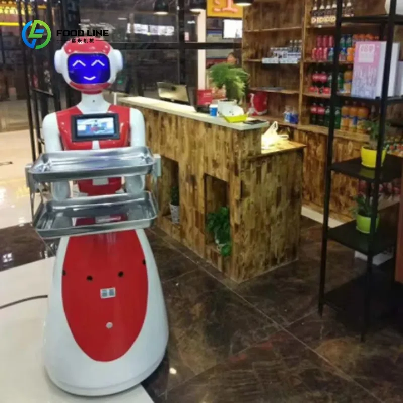 خدمة توصيل الطعام المتنقلة الذكية ذاتية القيادة في الأماكن المغلقة، مطعم الروبوت البشري