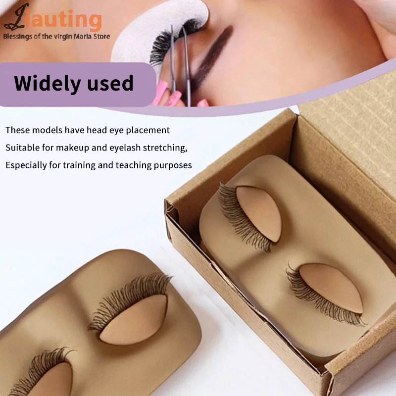 Mini Lash Flat Model Head Übungs-Wimpernverlängerungs-Trainingskopf mit abnehmbaren Ersatz-Augenlider mit falschen Wimpern