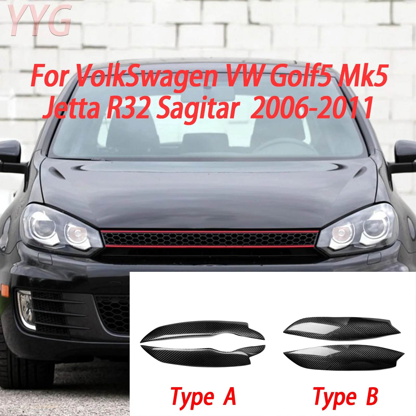 

Для VW GOLF 5 MK5 GTI Jetta 2006, 2007 2008 2009 2010 2011, автомобильные фары, крышка для бровей, век, наклейка из углеродного волокна, аксессуары