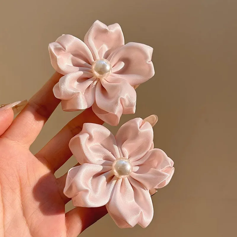 4 Stück/Set Perlenrosa Sakura-Haarspangen für Frauen und Mädchen, süße Haarverzierung, seitliche Haarspangen, modische Haaraccessoires – Detail 5