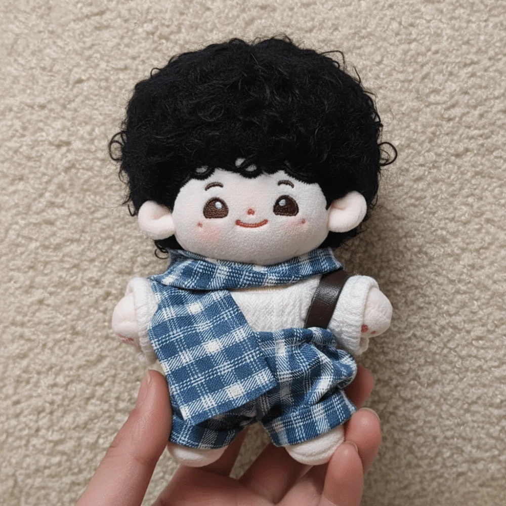 1 set DIY Kleding Plaid Overall 10 cm Katoenen Kleding Sjaal Pak Kleding Outfit Mini Uniform Dress Up Set Accessoires