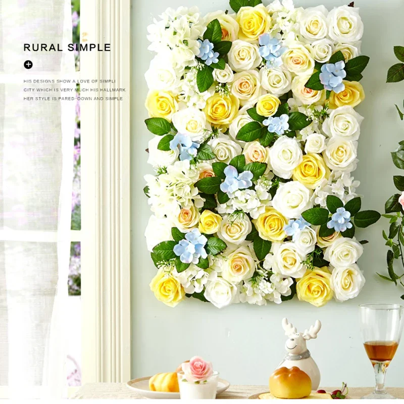 

Artificial Rose Flower for Wedding, Yellow Background, Silk Fake Flower, Home Welcome, Holiday Celebration, 40cm * 60cm