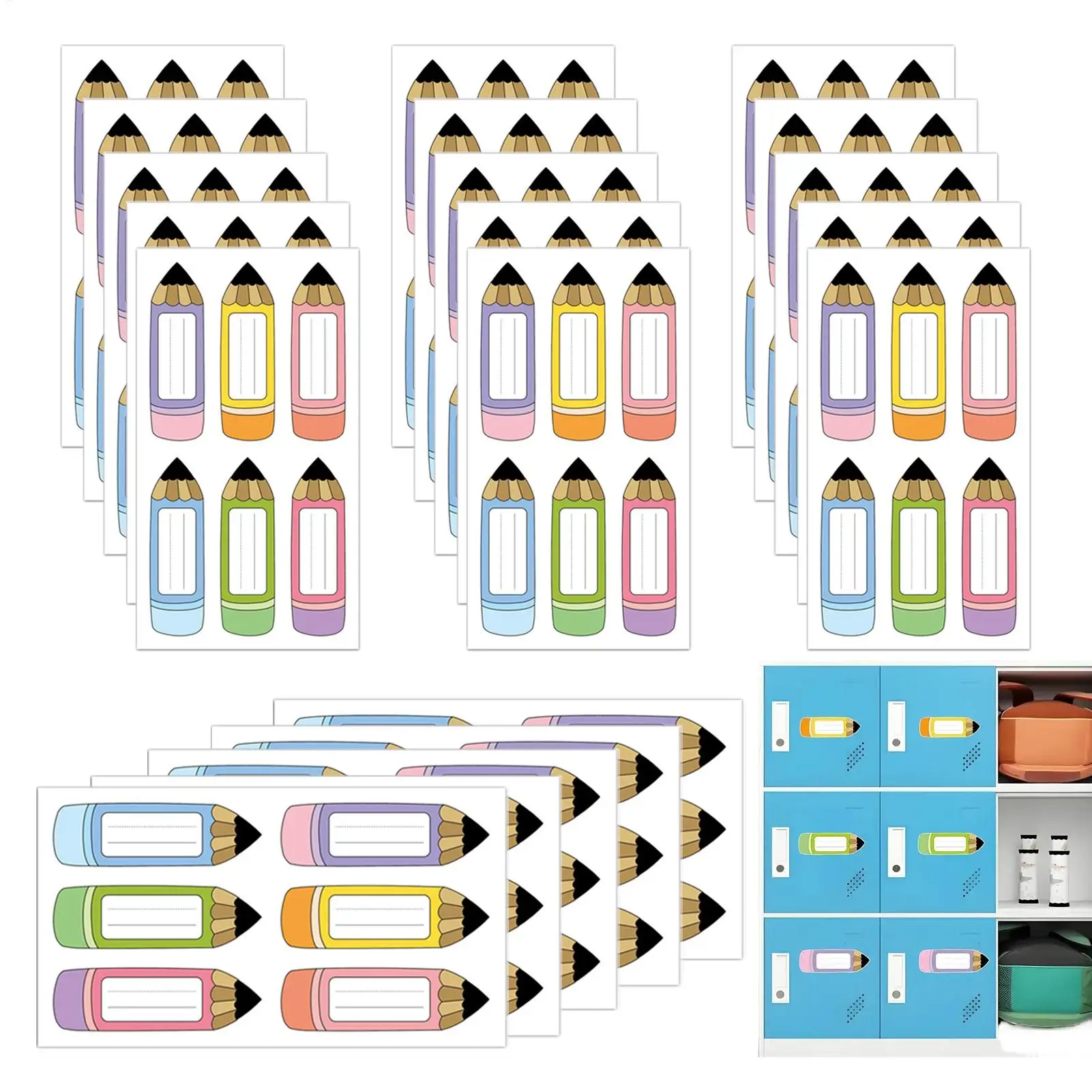 20sheets/120Pieces Pencil Shaped Name Tags 3.5x1.2inch Cute Adhesive Labels For Kids School Kindergarten Daycare