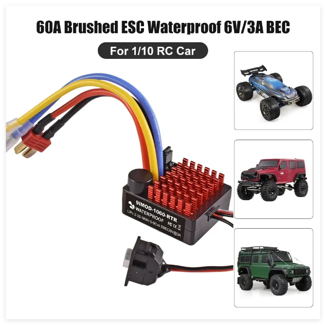 9IMOD 1060 RTR 60A نحى ESC وحدة تحكم السرعة الإلكترونية مقاوم للماء BEC 6V3A ل 1/10 مقياس محوري SCX10 TRX4 TRX6 D9 2-3S يبو #3