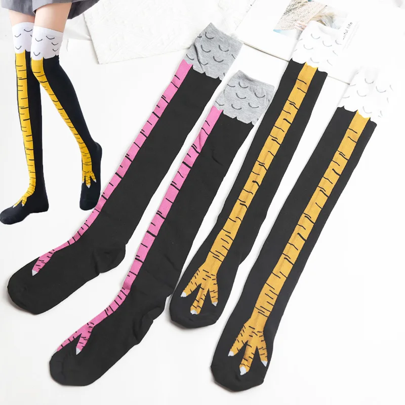 

Women Funny Chicken Paw Stocking Over-knee Pressure Thin Leg Long Stockings Spring Autumn Winter Middle High School Girls Socks