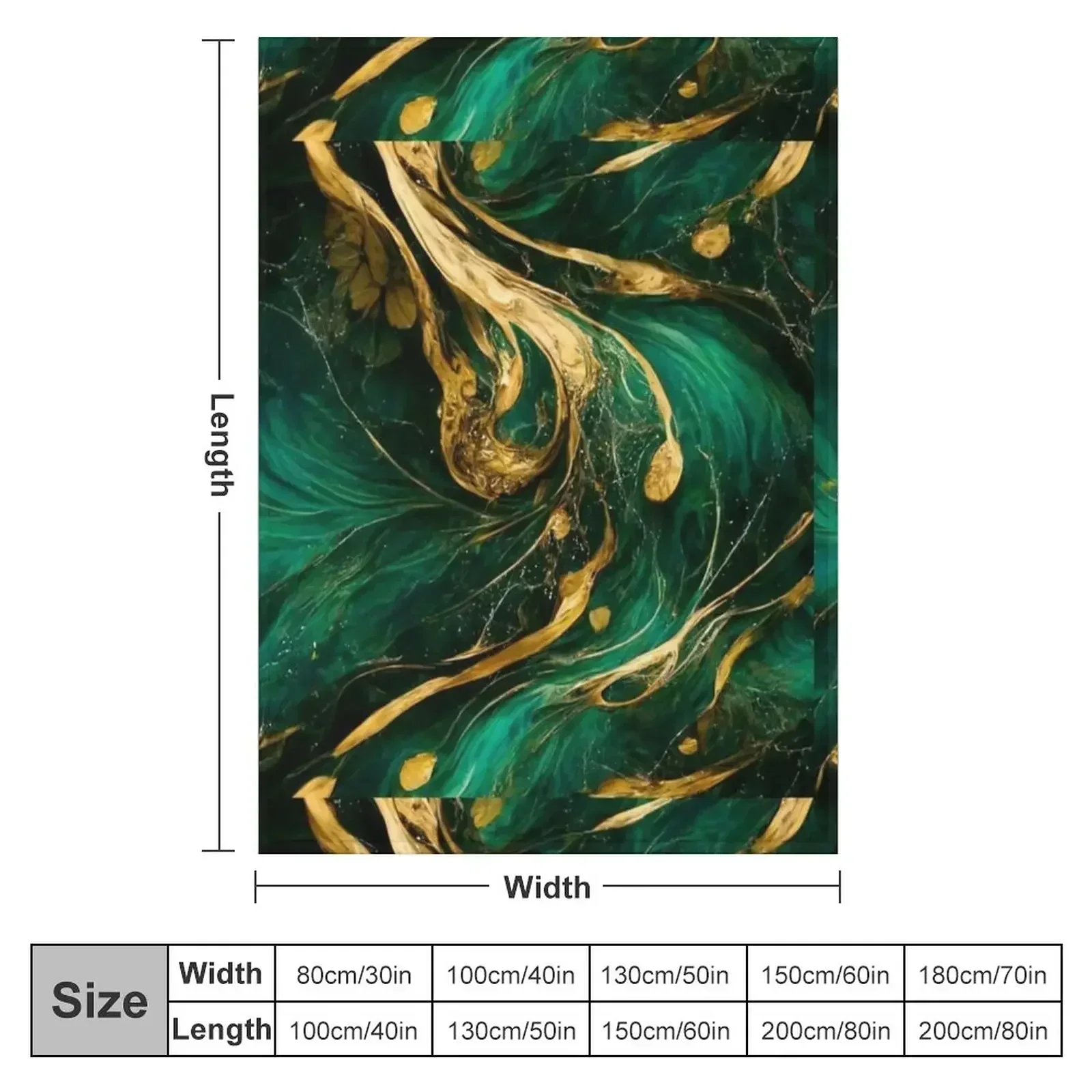 Emerald green and gold flowy marble print Throw Blanket Stuffeds for babies Blankets