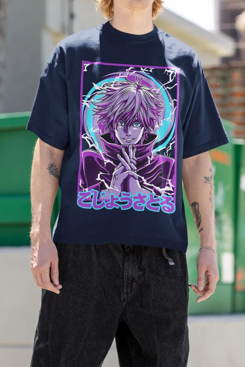 Anime Powerful Sorcerer Unisex T-shirt - Japanese Manga-Inspired Design, 2020s Fashion, Otaku Gift, Japan Style, Cursed Energy,